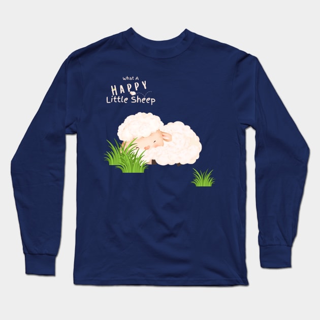 What A Happy Little Sheep | White Writing Long Sleeve T-Shirt by Bread of Life Bakery & Blog